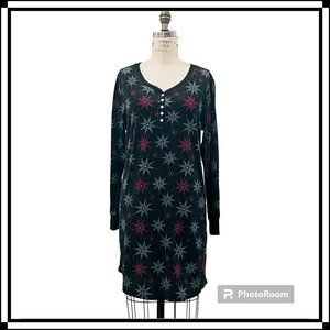 Henley Fleece Pajama Dress by SOFT SENSATIONS - Size M